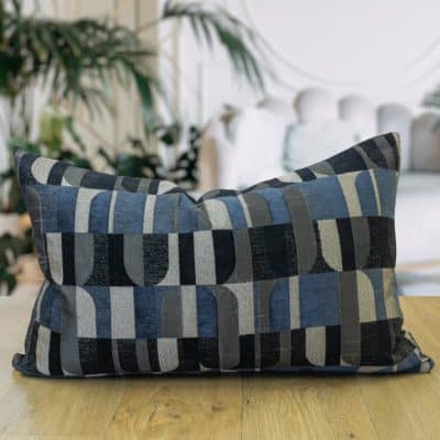 Moderne Art Deco Geo XL Rectangular Cushion in Indigo