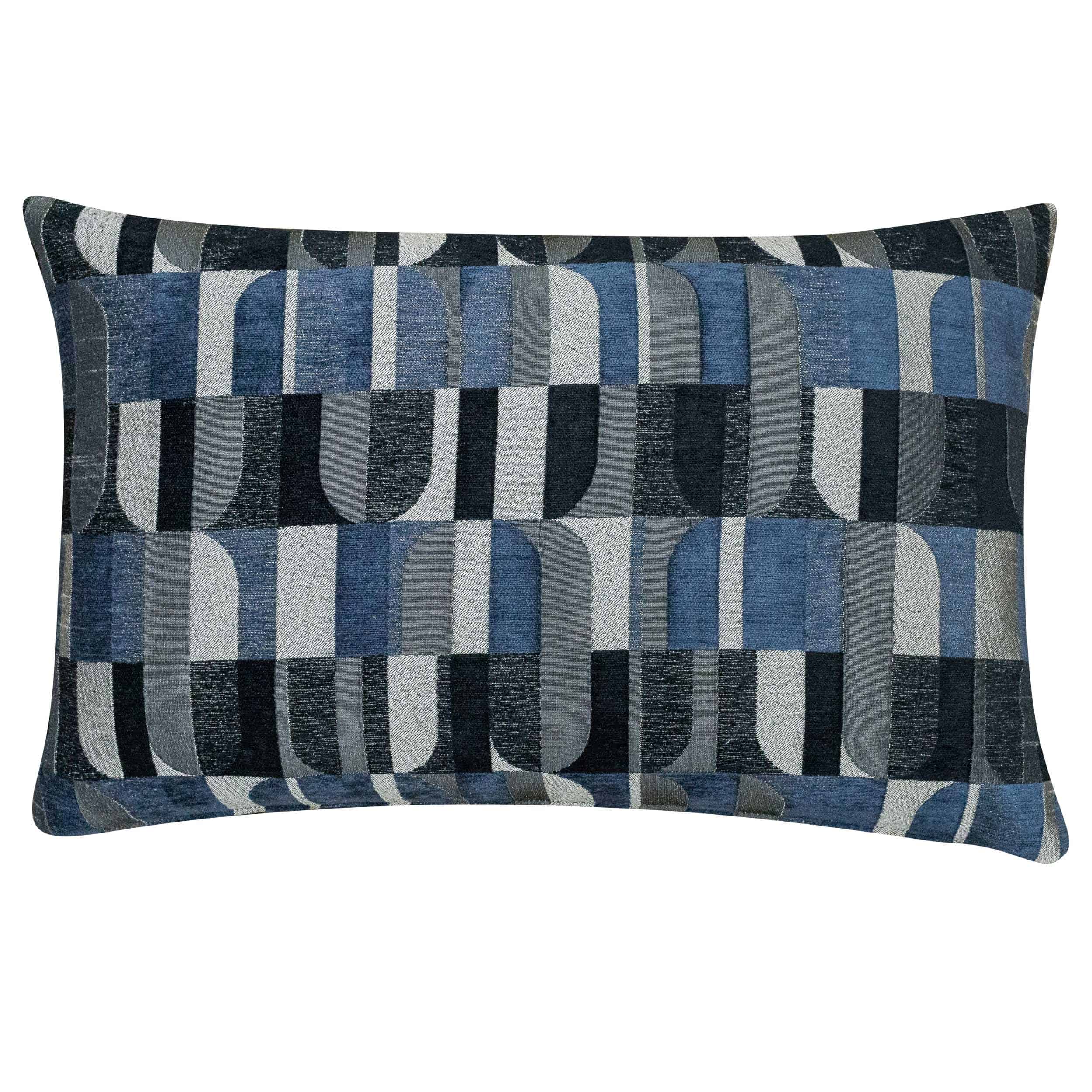 Moderne Art Deco Geo XL Rectangular Cushion in Indigo