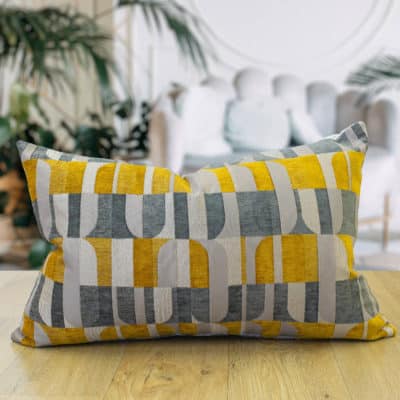 Moderne Art Deco Geo XL Rectangular Cushion in Ochre