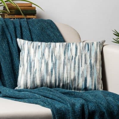 Abstract Paint Splash Boudoir Cushion in Marine Blue