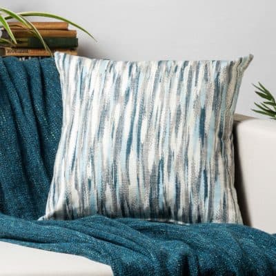 Abstract Paint Splash Cushion in Marine Blue