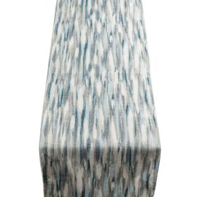 Abstract Paint Splash Table Runner in Marine Blue