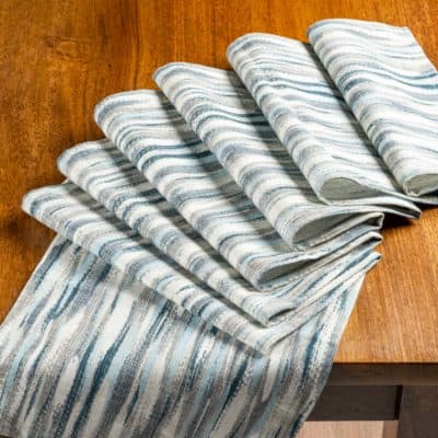 Abstract Paint Splash Table Runner in Marine Blue