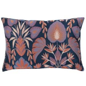 Baroque Boudoir Cushion in Navy Blue and Burnt Orange