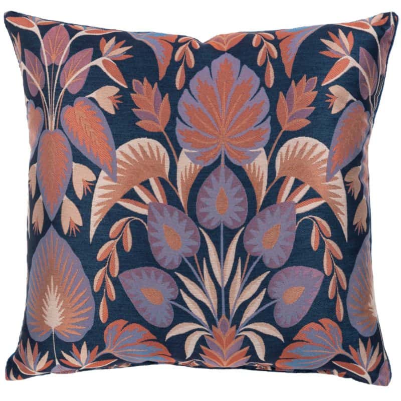 Baroque Cushion in Navy Blue and Burnt Orange