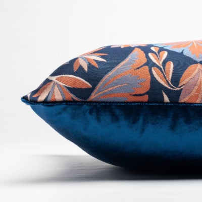 Baroque Cushion in Navy Blue and Burnt Orange