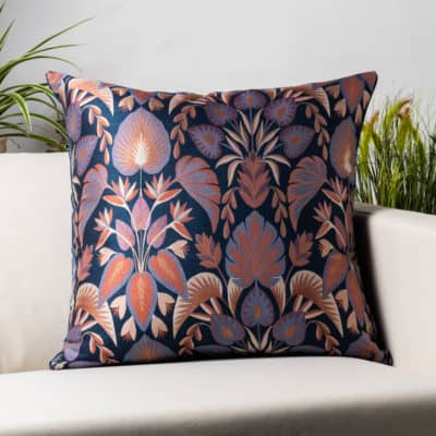 Baroque Extra-Large Cushion in Navy Blue and Burnt Orange