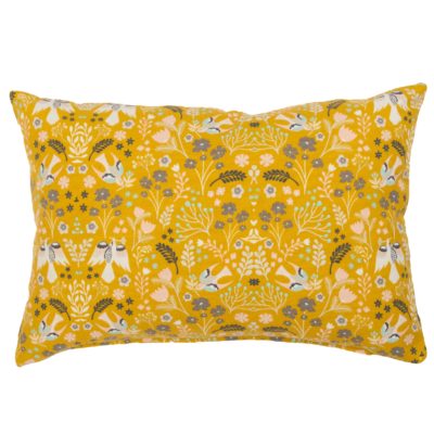 Scandi Woodland Boudoir Cushion in Ochre Yellow