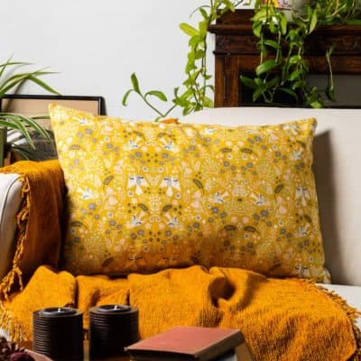 Scandi Woodland XL Rectangular Cushion in Ochre Yellow