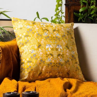 Scandi Woodland Extra-Large Cushion in Ochre Yellow