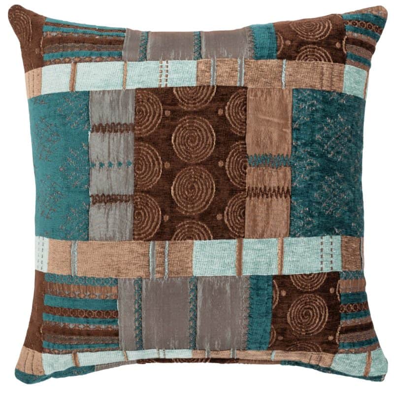 Moroccan Patchwork Cushion in Teal Blue