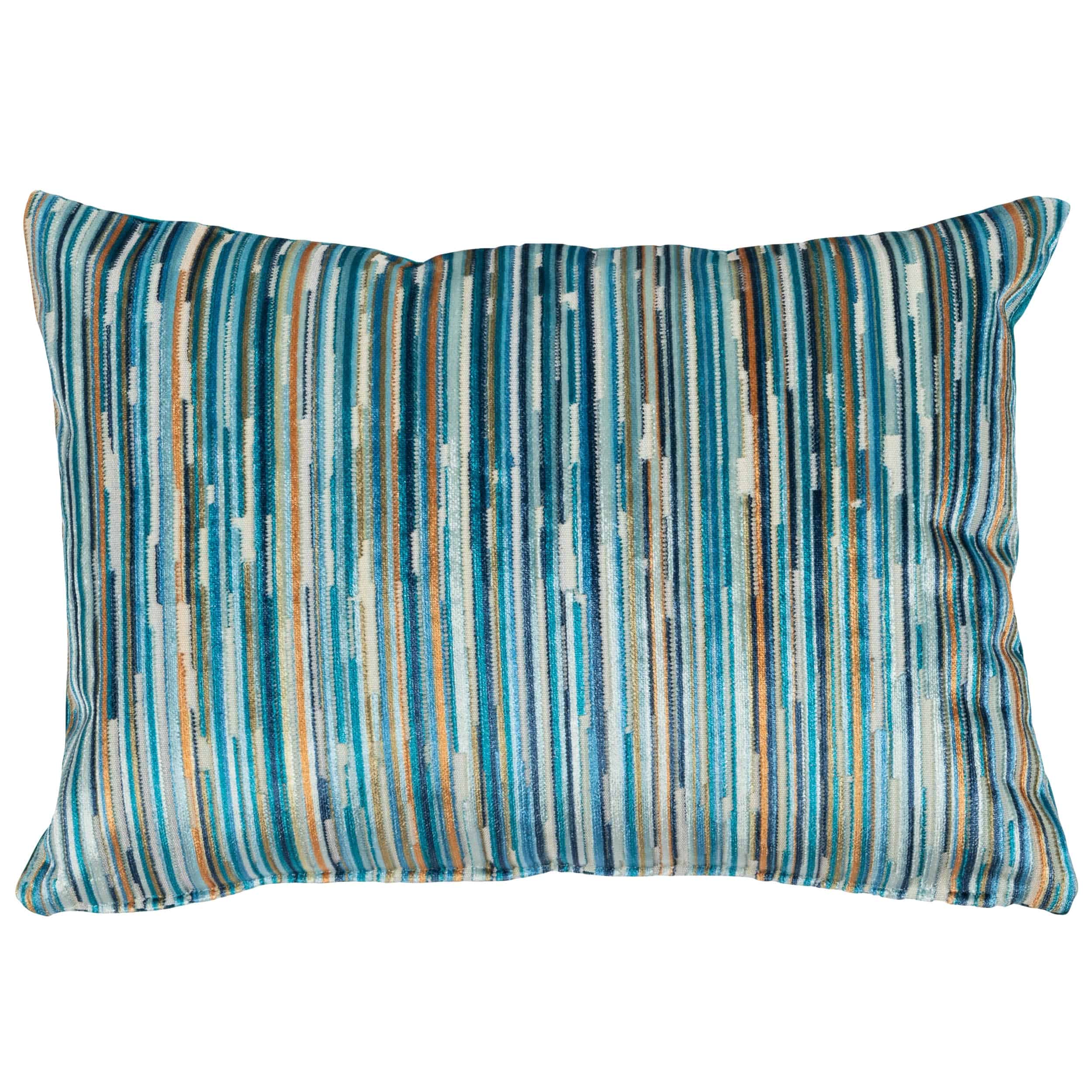 Luxury Velour Stripe Boudoir Cushion in Teal Blue
