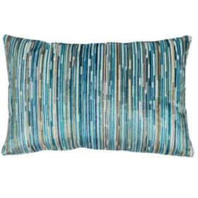 Luxury Velour Stripe XL Rectangular Cushion in Teal Blue