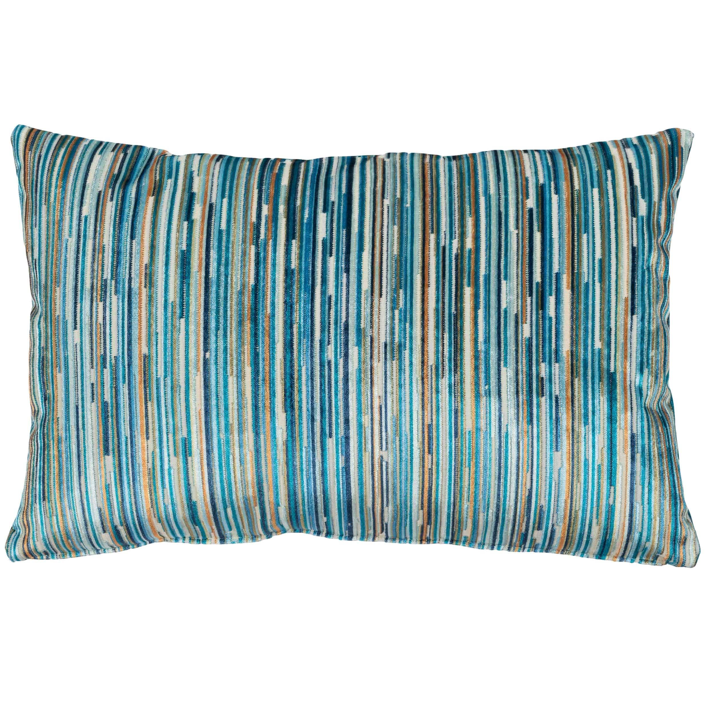 Luxury Velour Stripe XL Rectangular Cushion in Teal Blue