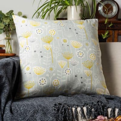 Geometric Scandi Floral Extra-Large Cushion in Grey