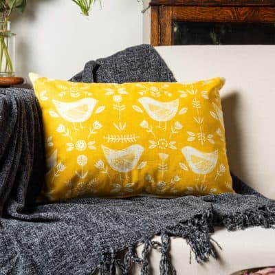 Scandi Geometric Birds Boudoir Cushion
