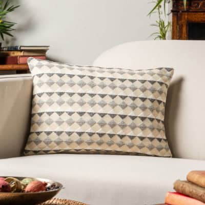 Argyle Boucle Boudoir Cushion in Natural