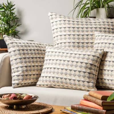 Argyle Boucle Extra-Large Cushion in Natural