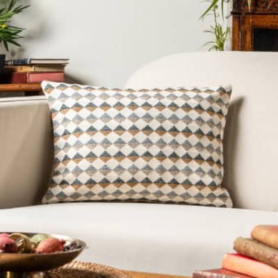Argyle Boucle Boudoir Cushion in Ochre Yellow