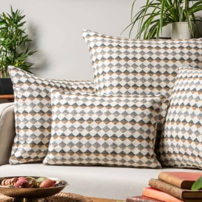 Argyle Boucle Boudoir Cushion in Ochre Yellow