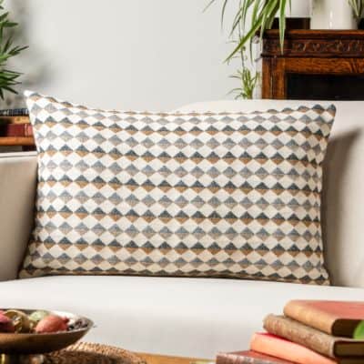 Argyle Boucle XL Rectangular Cushion in Ochre Yellow