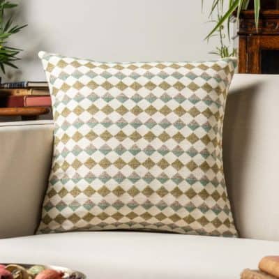 Argyle Boucle Cushion in Sage Green