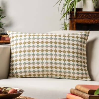 Argyle Boucle XL Rectangular Cushion in Sage Green
