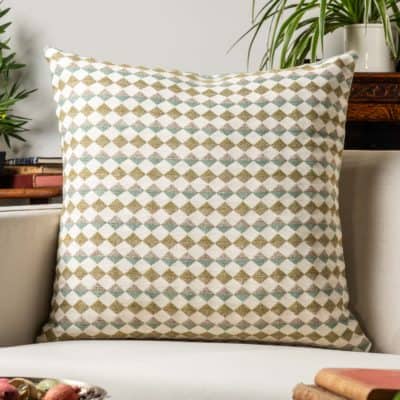 Argyle Boucle Extra-Large Cushion in Sage Green