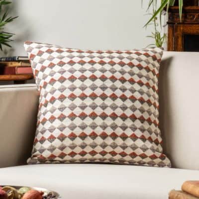 Argyle Boucle Cushion in Burnt Orange