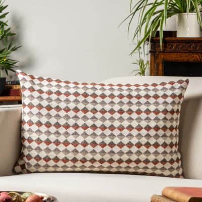 Argyle Boucle XL Rectangular Cushion in Burnt Orange