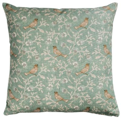 Dainty Songbird Cushion in Duck Egg Blue