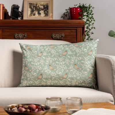 Dainty Songbird XL Rectangular Cushion in Duck Egg Blue