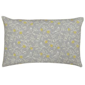 Dainty Songbird XL Rectangular Cushion in Grey and Ochre