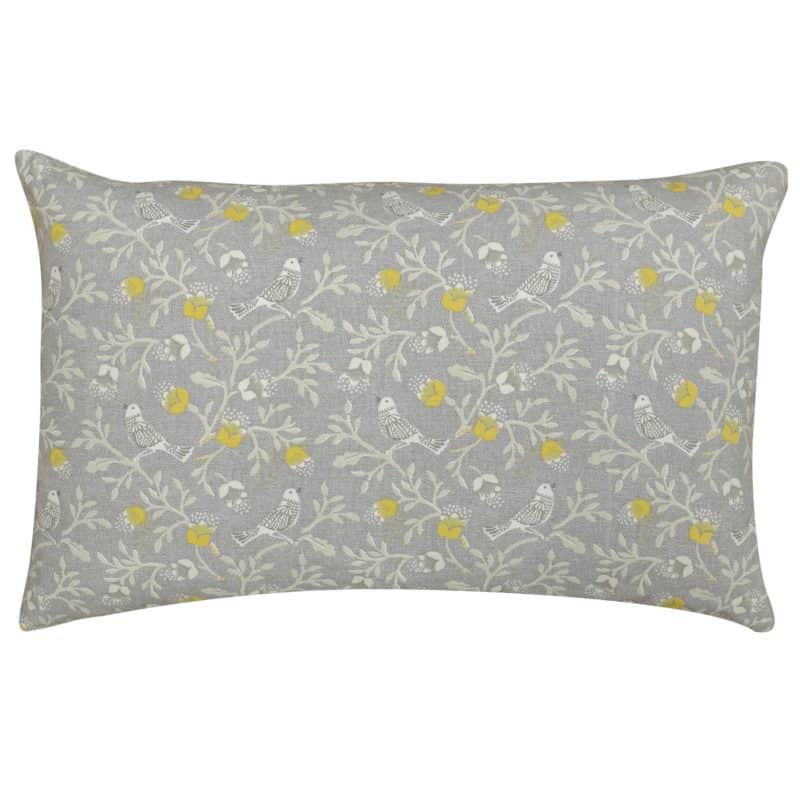 Dainty Songbird XL Rectangular Cushion in Grey and Ochre
