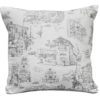 Toile Hamlet Cushion in Grey and White