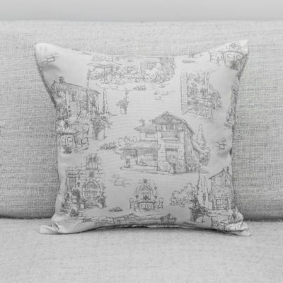 Toile Hamlet Cushion in Grey and White
