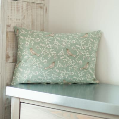 Dainty Songbird Boudoir Cushion in Duck Egg Blue