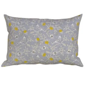 Dainty Songbird Boudoir Cushion in Grey and Ochre