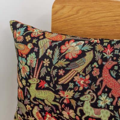 Mythical Animals XL Rectangular Cushion in Black