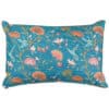 Jacobean Hummingbird Print Boudoir Cushion in Teal Blue