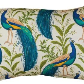 Vibrant Peacock Boudoir Cushion in Cream & Teal