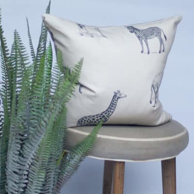 Safari Cushion in Charcoal and Cream