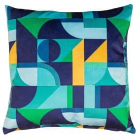 Picasso Velvet Cushion in Green and Blue