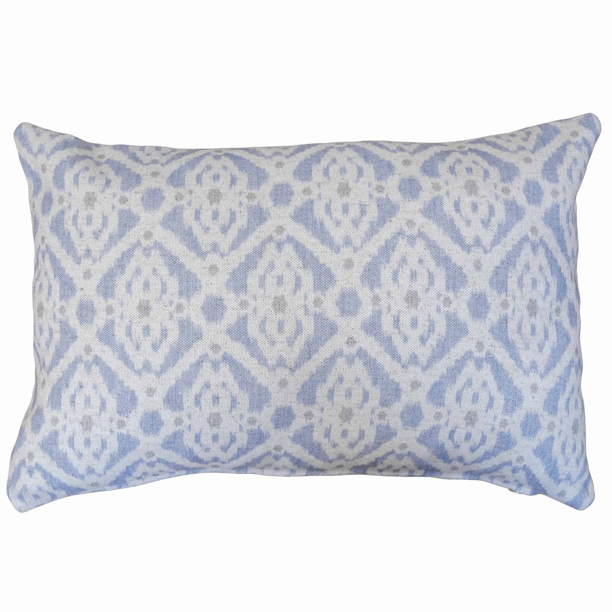 Santorini Linen Blend Boudoir Cushion in Soft Blue - Linen Loft