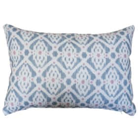 Santorini Linen Blend Boudoir Cushion in Blue and Pink