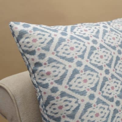 Santorini Linen Blend Extra-Large Cushion in Blue and Pink