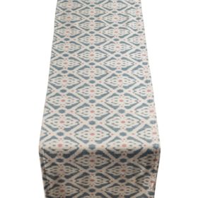 Santorini Linen Blend Table Runner in Blue and Pink