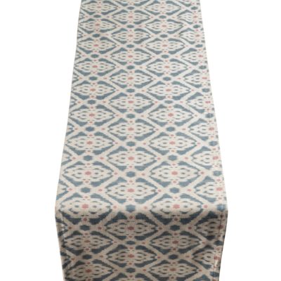 Santorini Linen Blend Table Runner in Blue and Pink