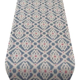 Santorini Linen Blend Table Runner in Blue and Pink