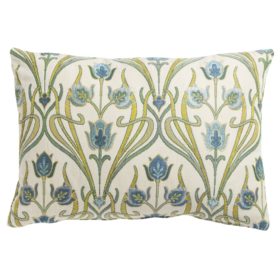 Woven Art Deco Boudoir Cushion in Powder Blue